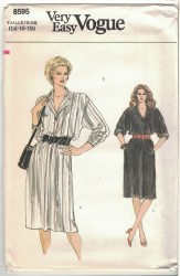8595 EZ VOGUE 70S PULLOVER LONG A- DRESS PATTERN 8-12,14-18